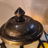 1920s brass lamp with tiffany stained glass shade 48x14