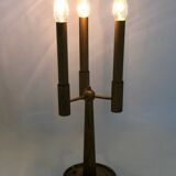 Vintage Three-Arm Brass Table Lamp with a Candelabra Design, Italy