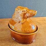 Terrine Vintage Tête de Sanglier en Céramique, Plat de Service Gibier