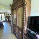 19th century bookcase with two glass doors and a drawer