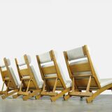 Rare set of 4 deckchairs AP71 including footstool by Hans Wegner for AP Stolen, Denmark 1968