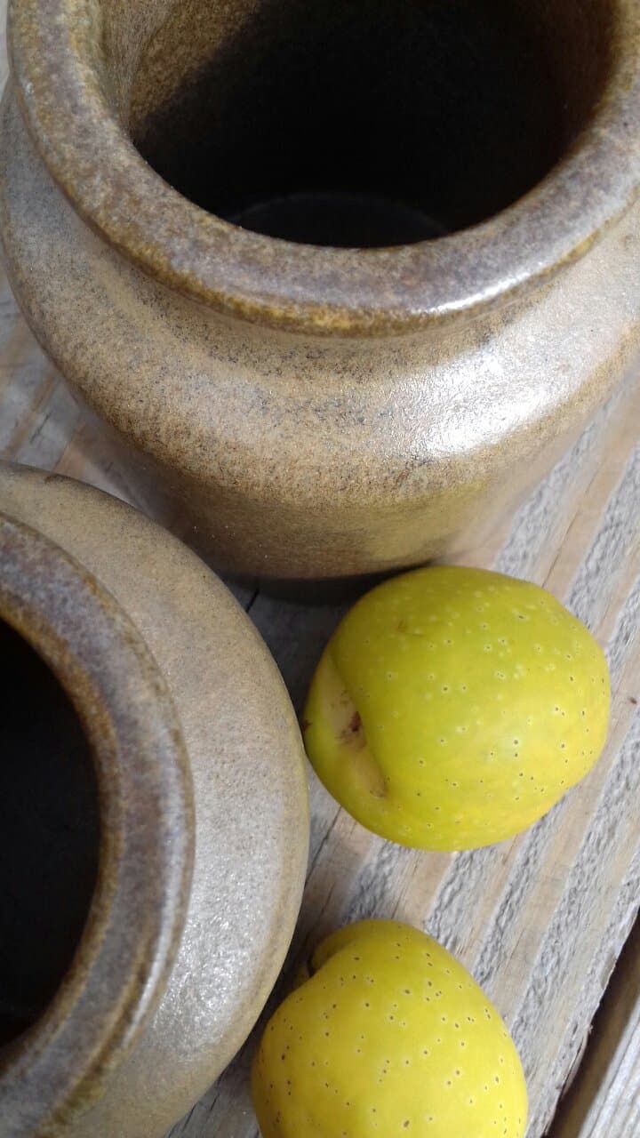 Duo of stoneware pots