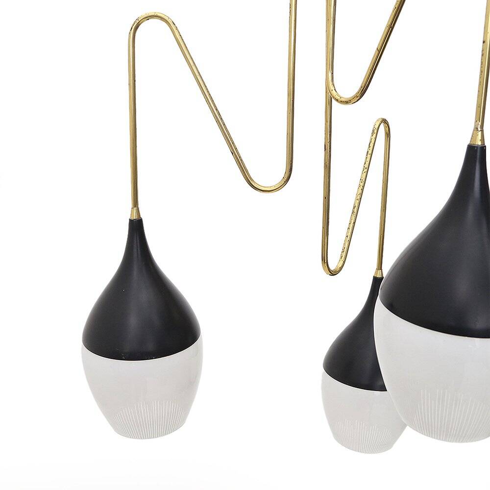 Brass chandelier with 3 pendants, 1950s