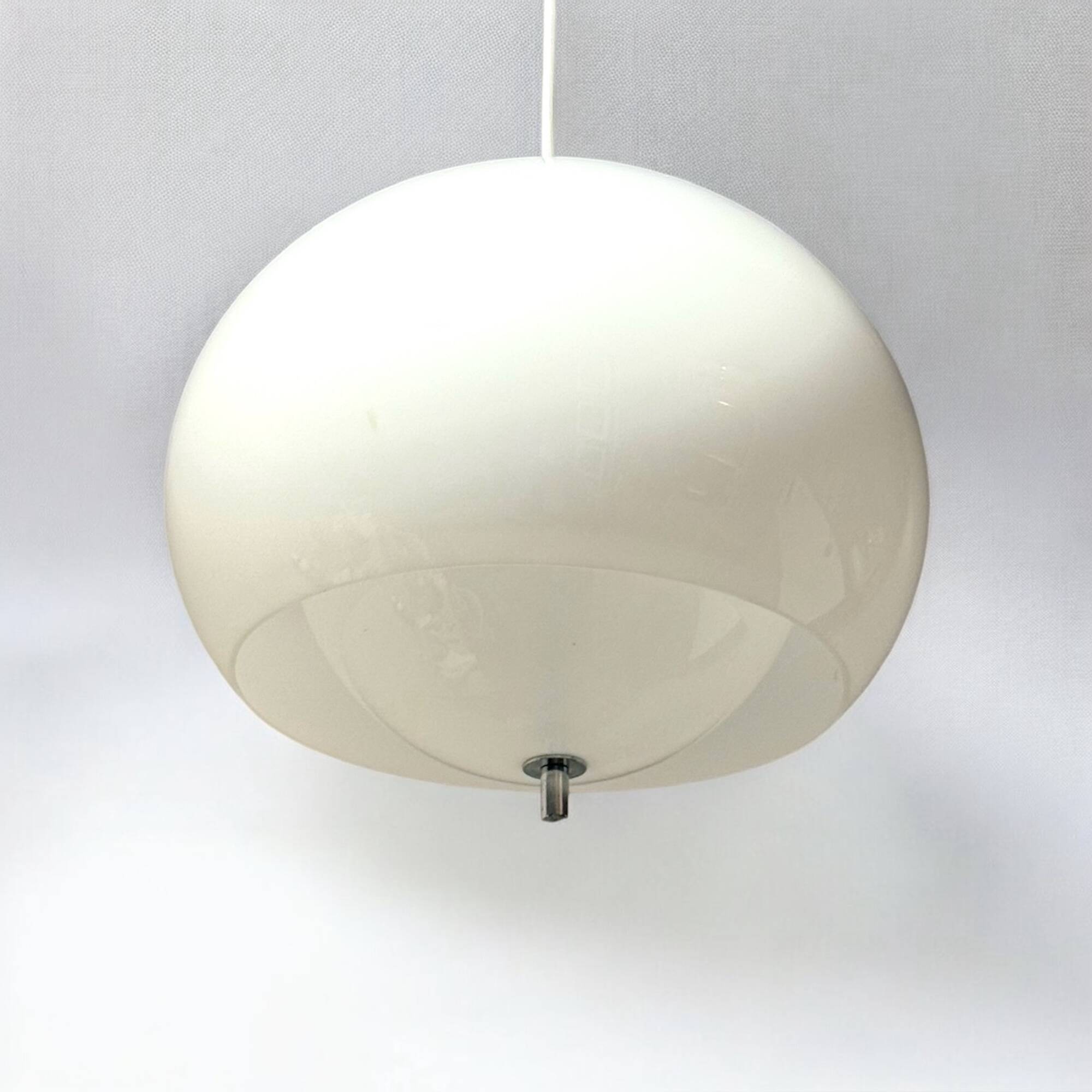 Harvey Guzzini Burgos Hanging Lamp, White Acrylic, 1960s 70s