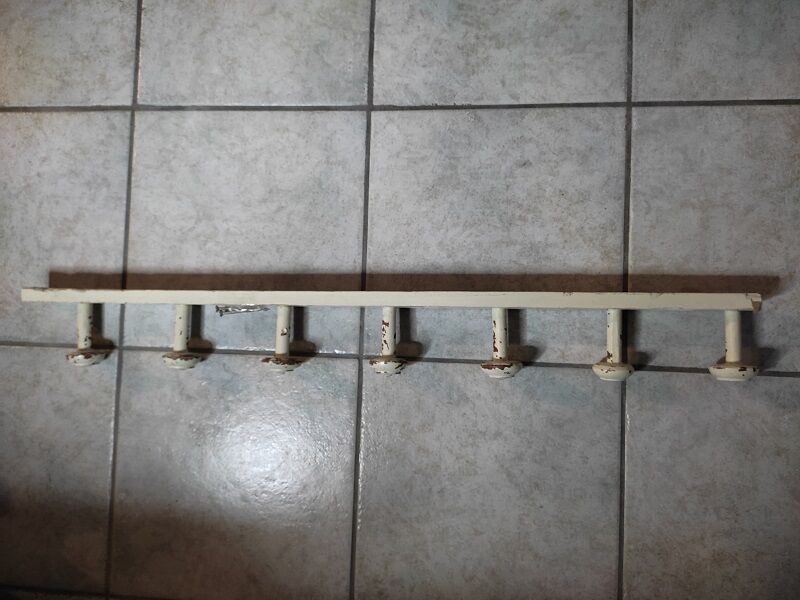Coat rack wood boarding 7 hooks patinated old vintage deco dp 1121b74