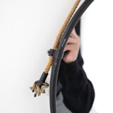 Vintage round steel mirror, Italy, 1970s.