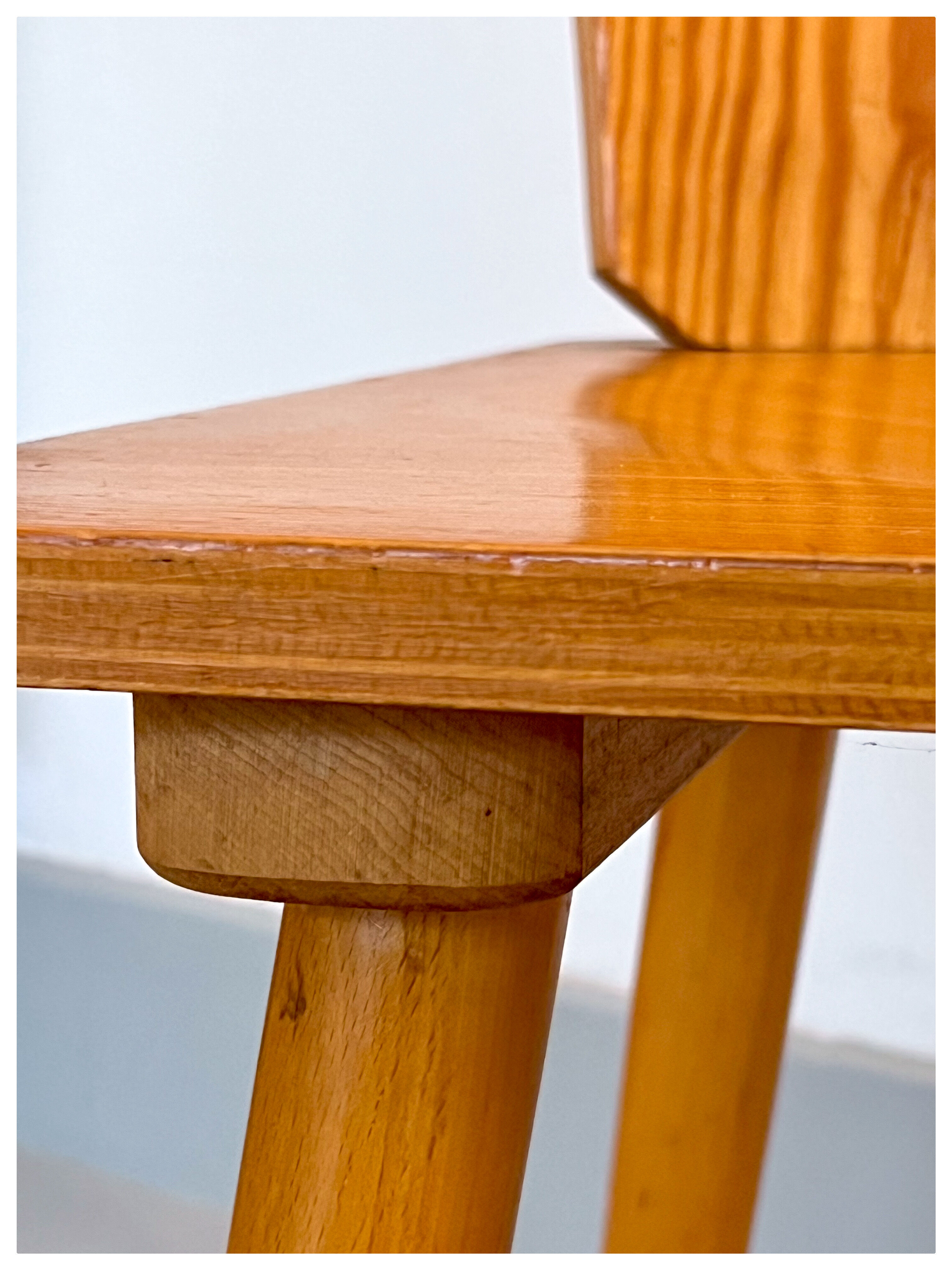 Vintage brutalist pine chairs