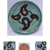 assiette plate terre cuite émaillée vintage signée