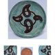 Vintage signed enamelled terracotta flat plate