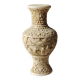 Vase balustre chinois en laque de cinabre beige