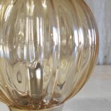 Table lamp with amber glass globe - mid 20th century
