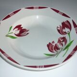 Lot de 2 assiettes tulipes, bouquet rouge grenat