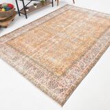 7x10 Pumpink Orange Large Vintage Rug 204x296Cm