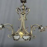 Lustre de style Louis XV. Bronze massif, cristal.