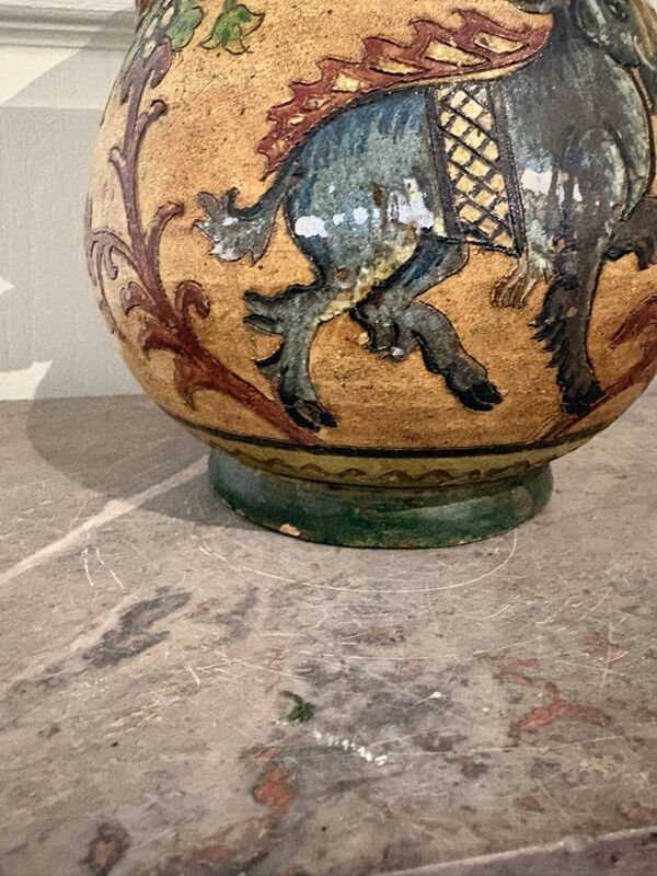 Vase carafe pichet balustre céramique terre cuite italie montopoli eléphant