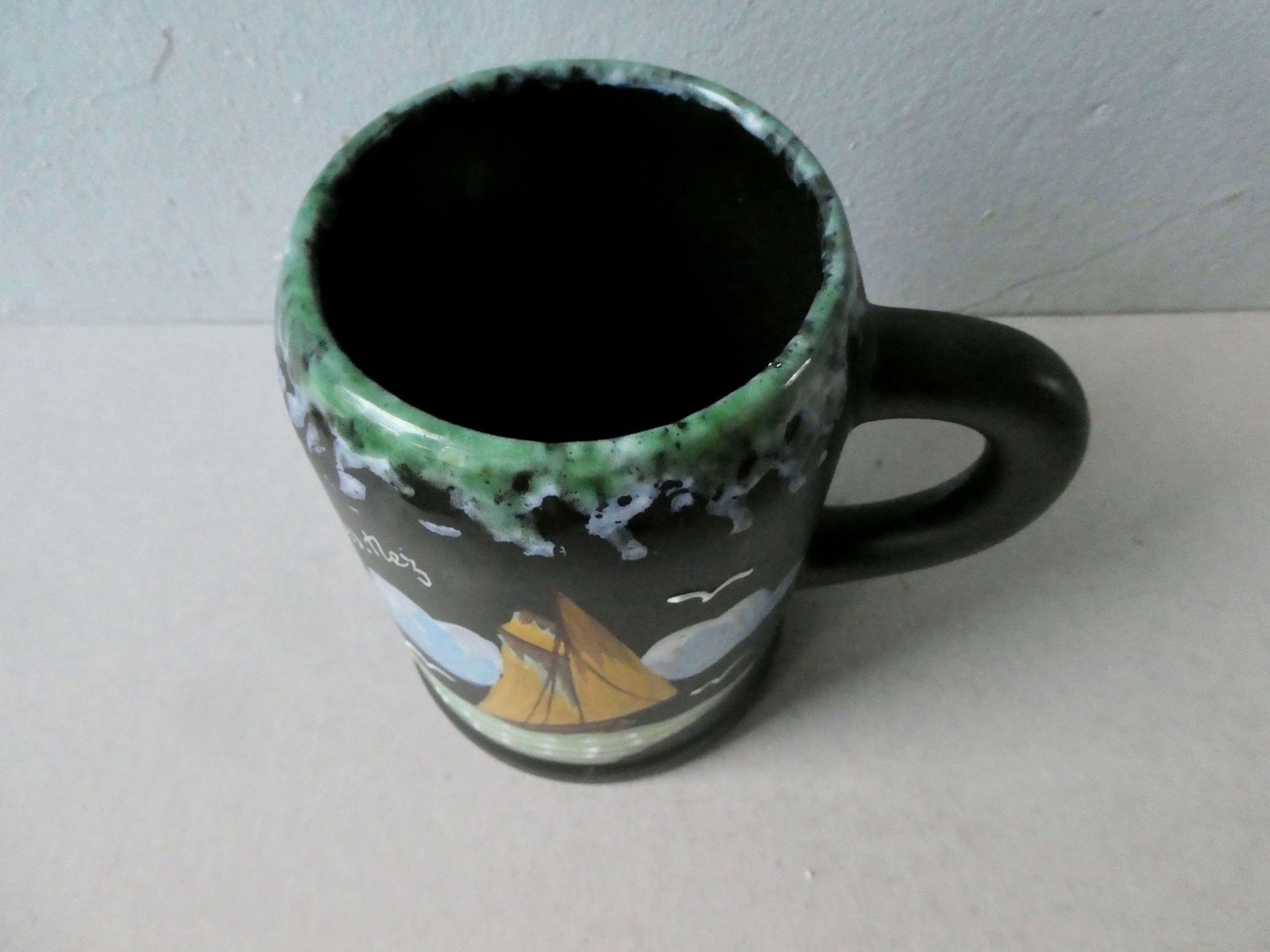 Ceramic mug Cap Gris Nez by Gabriel Fourmaintraux, 50s