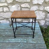 Rattan stool wrought iron 50s