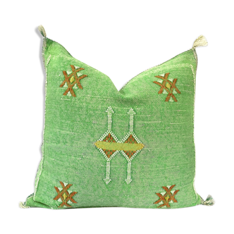 Handmade Moroccan Silk PillowCase Cactus Sabra - Green