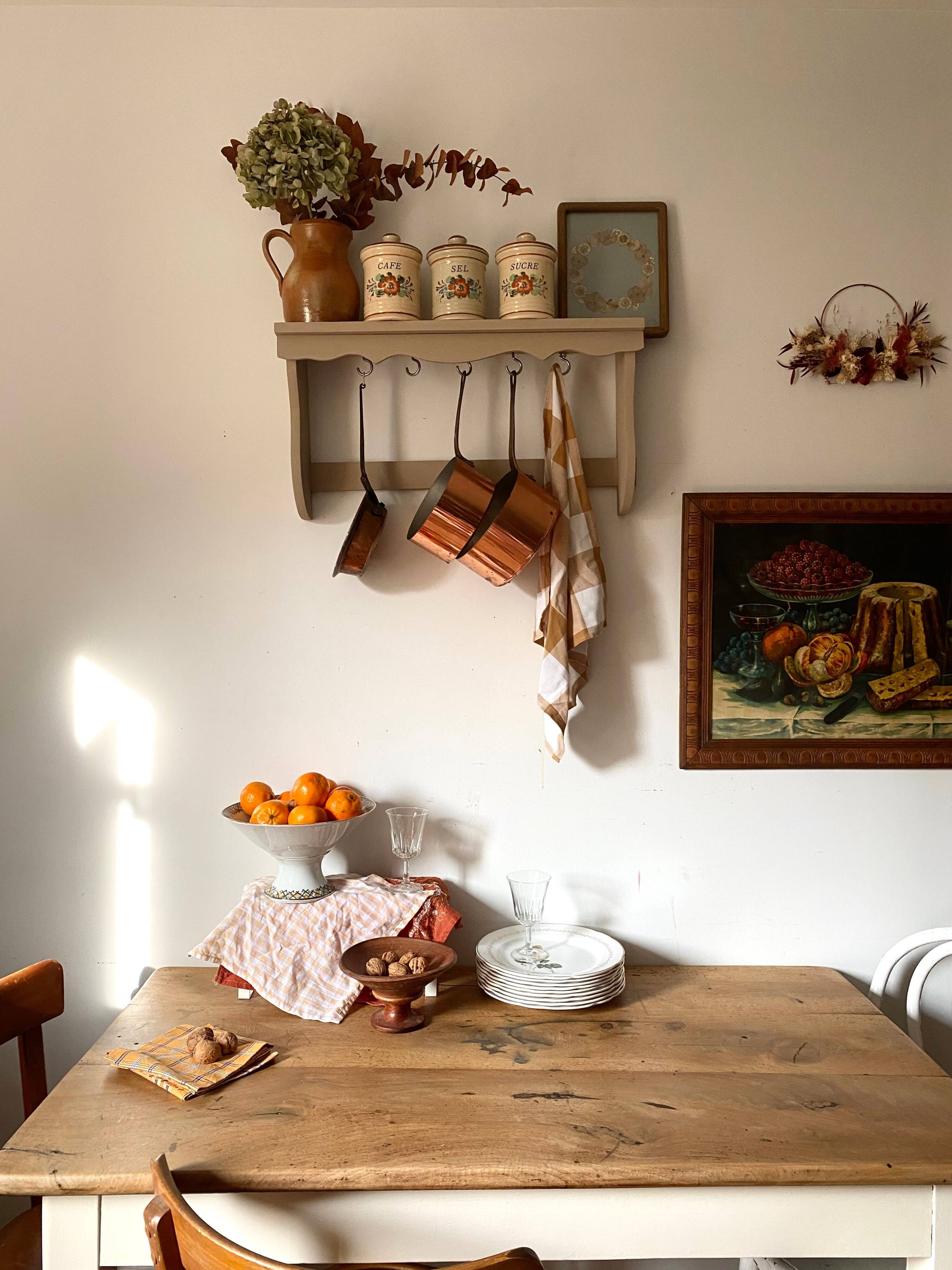 Antique wooden wall shelf