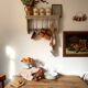 Antique wooden wall shelf
