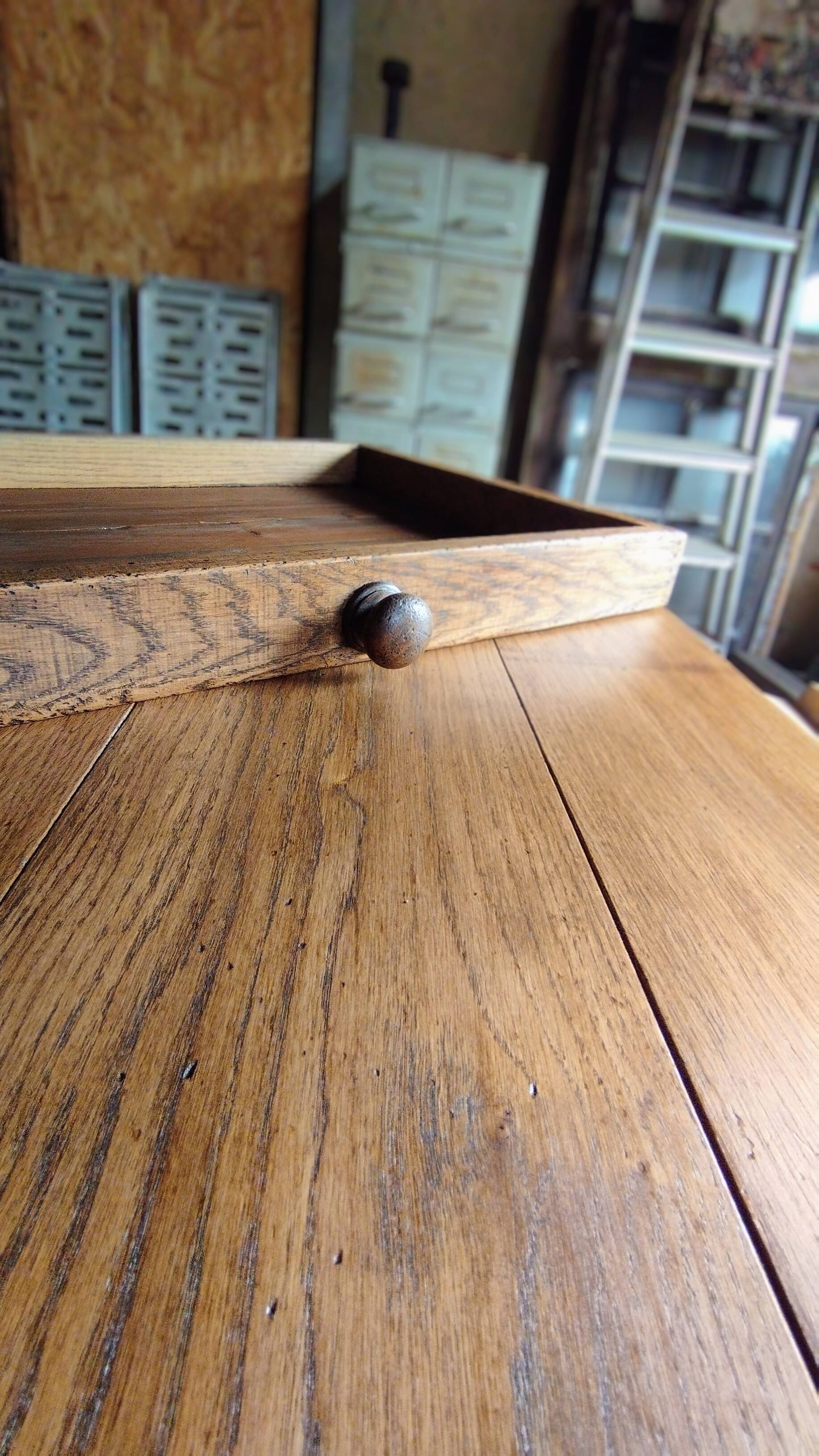Solid oak farmhouse table, 270x120 cm, with 4 drawers