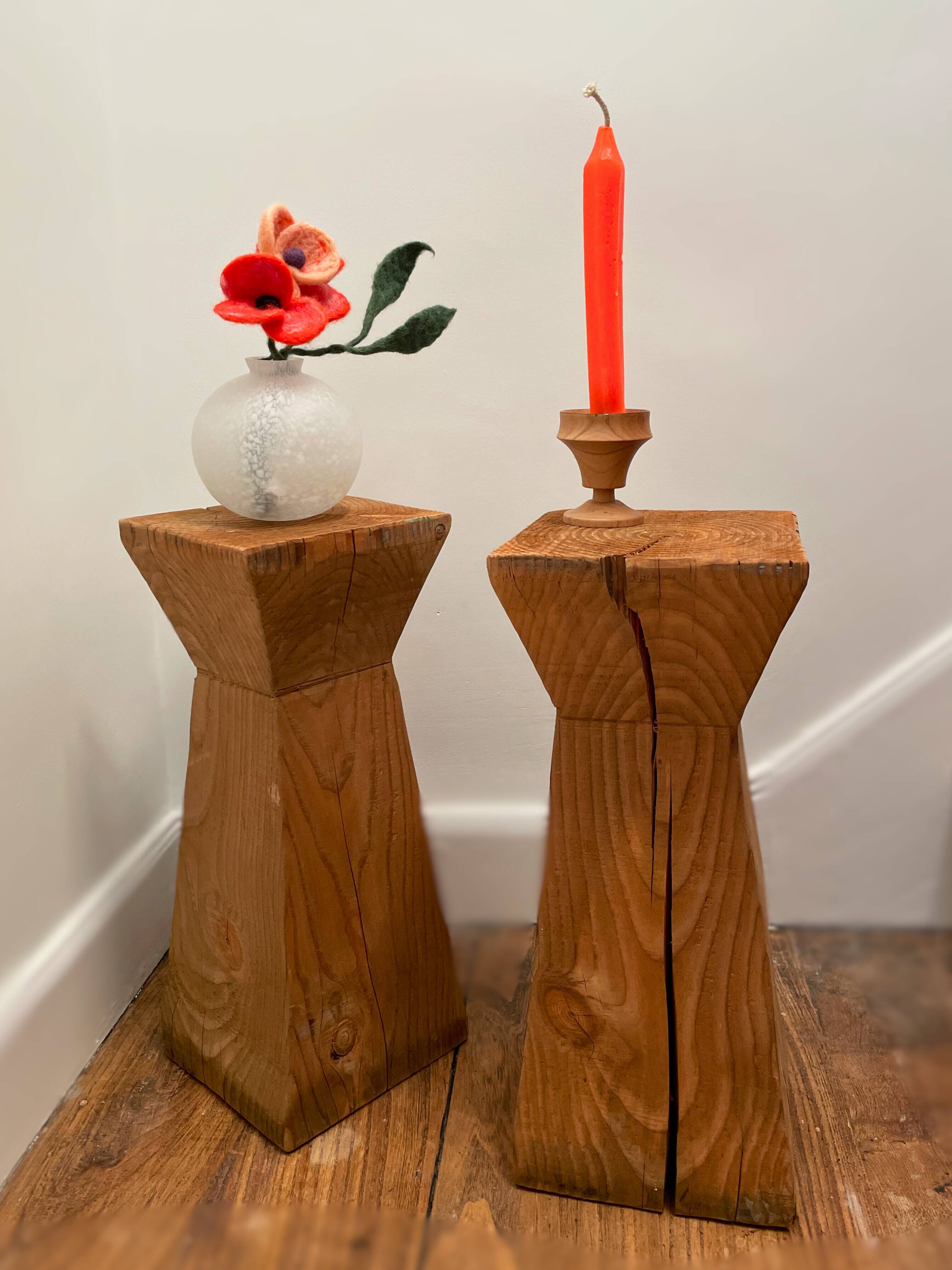 Raw wood side table