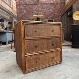 1960s rattan chest of drawers