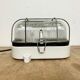 Industrial white porcelain cage wall light with ribbed glass, 1970s
