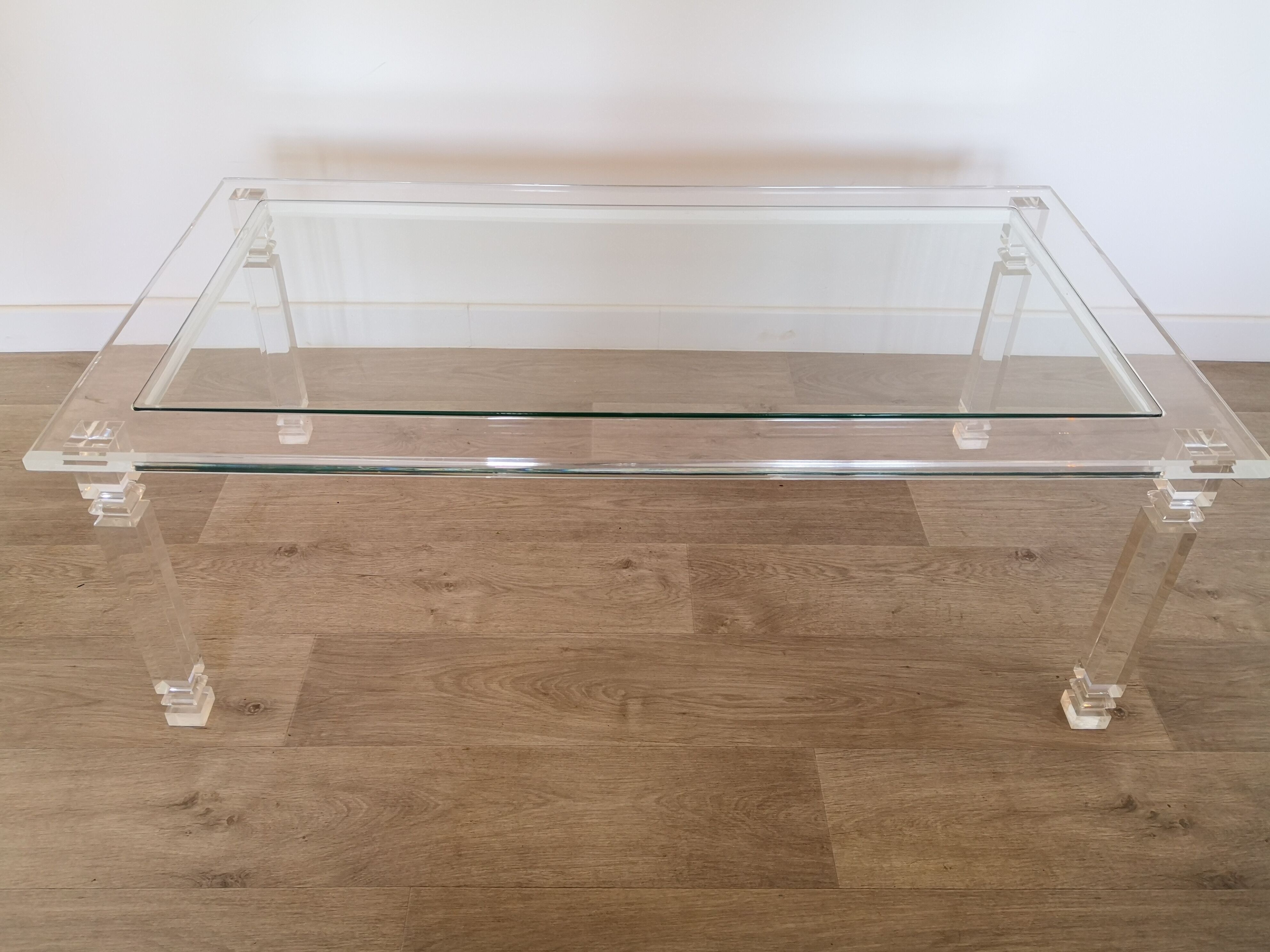 Plexiglas and glass coffee table