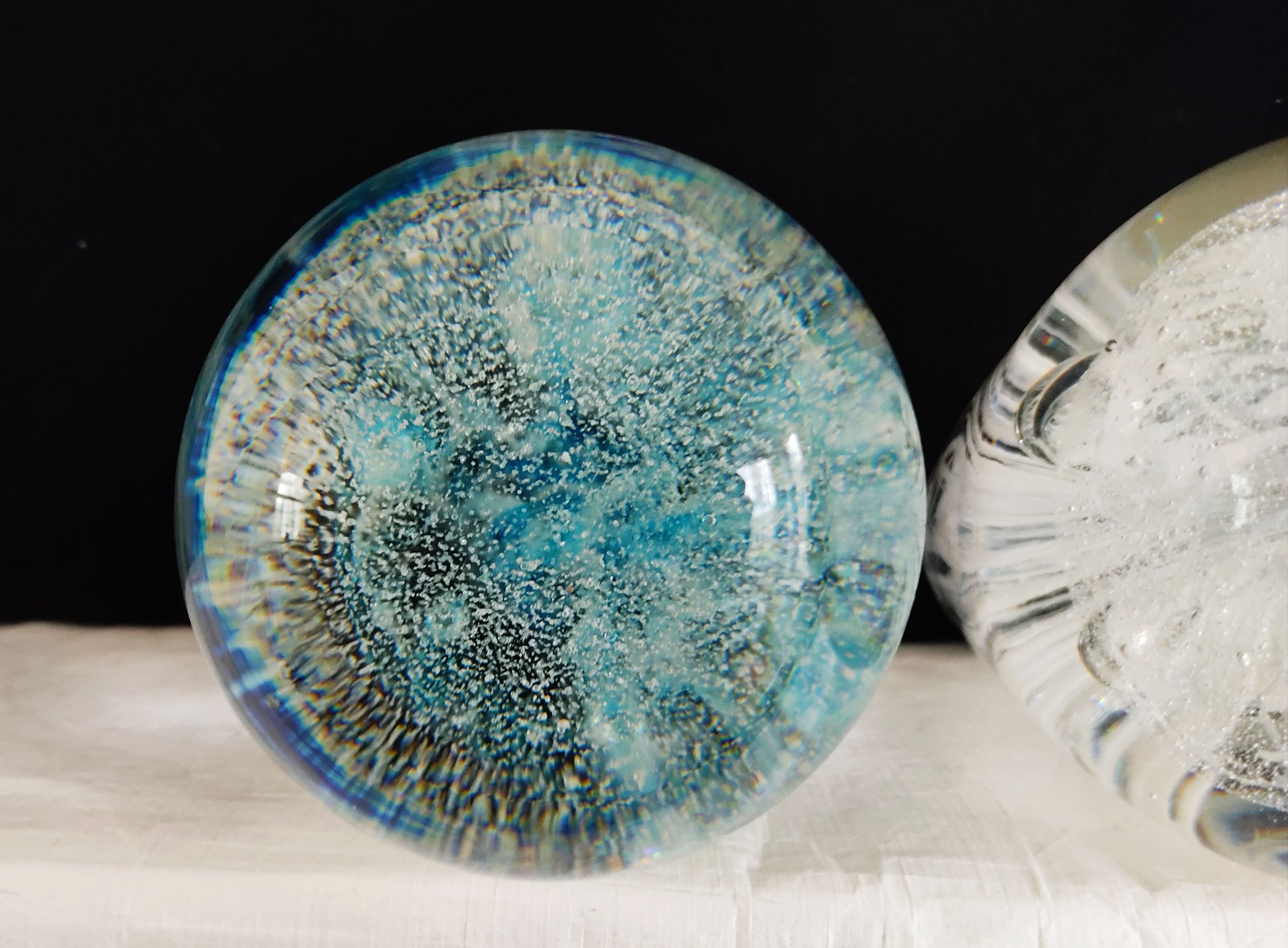 Set of two paperweights vintage jellyfish sulphide