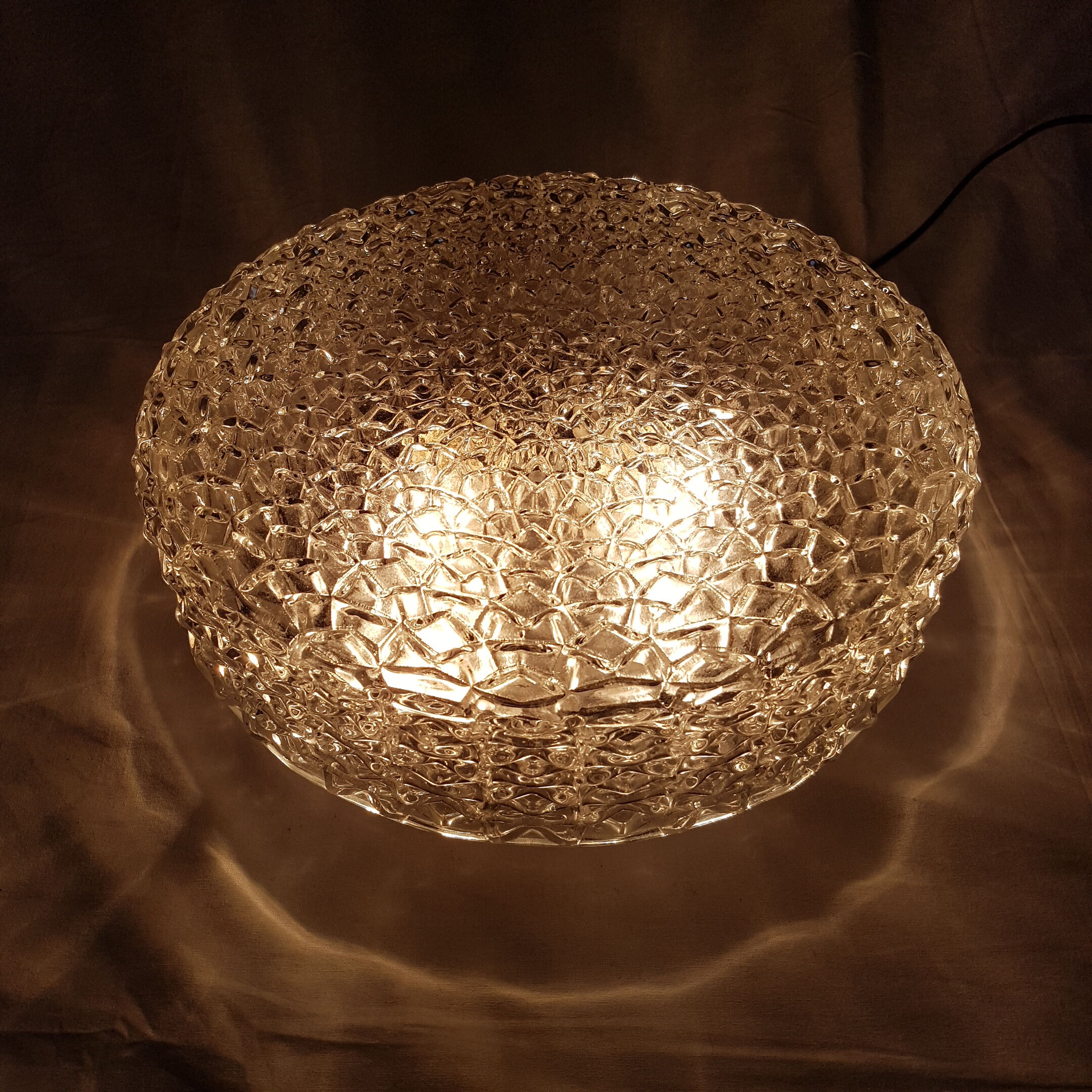 Ceiling light globe in cast glass and bakelite