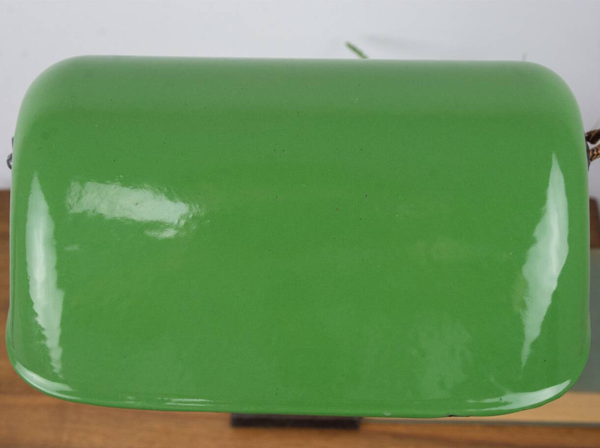 Vintage Art Nouveau Green Metal Industrial Table Lamp