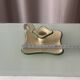 Vintage Belgian Enamel Chamberstick Candle Holder – Cream & Green