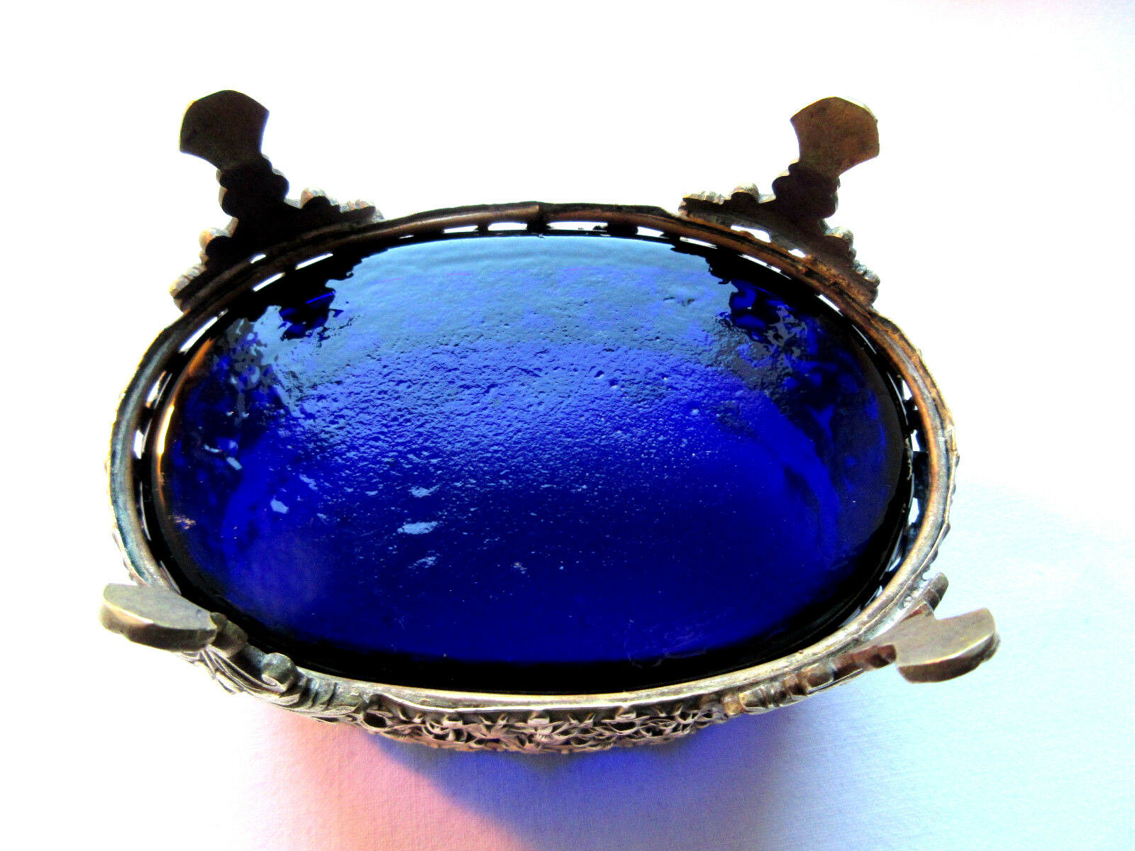 Small table jardiniere, cobalt blue crystal and napoleon iii gilded bronze support