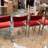 Series of 4 chrome chairs 70s