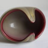 Horned aventurine and burgundy murano glass bowl, venice 1950s.