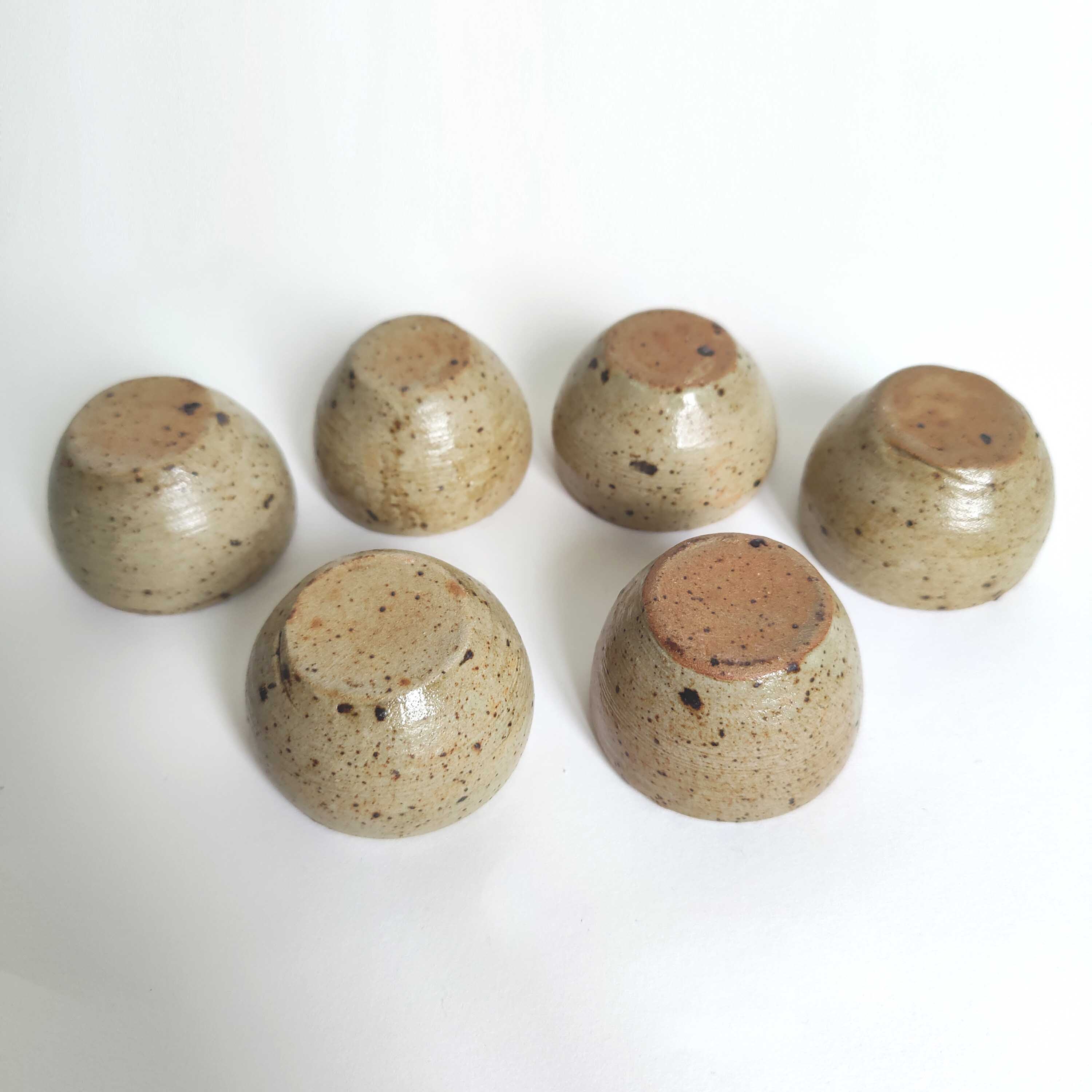 Set of 6 vintage stoneware egg cups