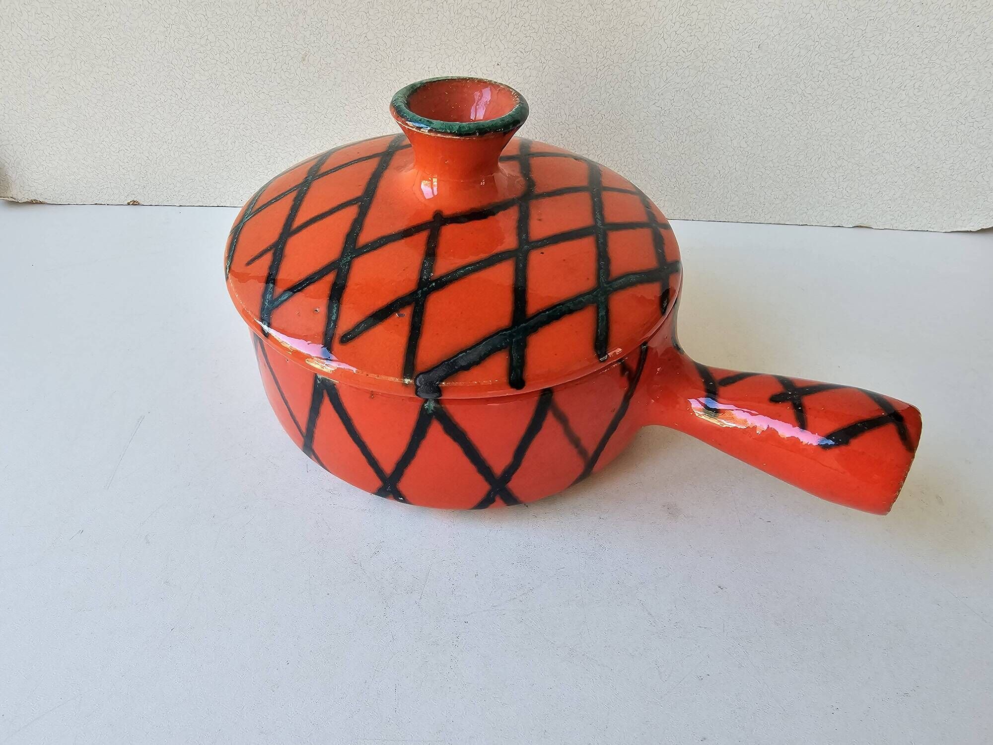 Red ceramic saucepan Terfeu Vallauris 5060 (capron, picault...)