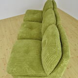 Mid-century green corduroy modular sofa , 1970s