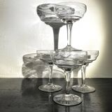 Coupes à champagne en cristal ciselé