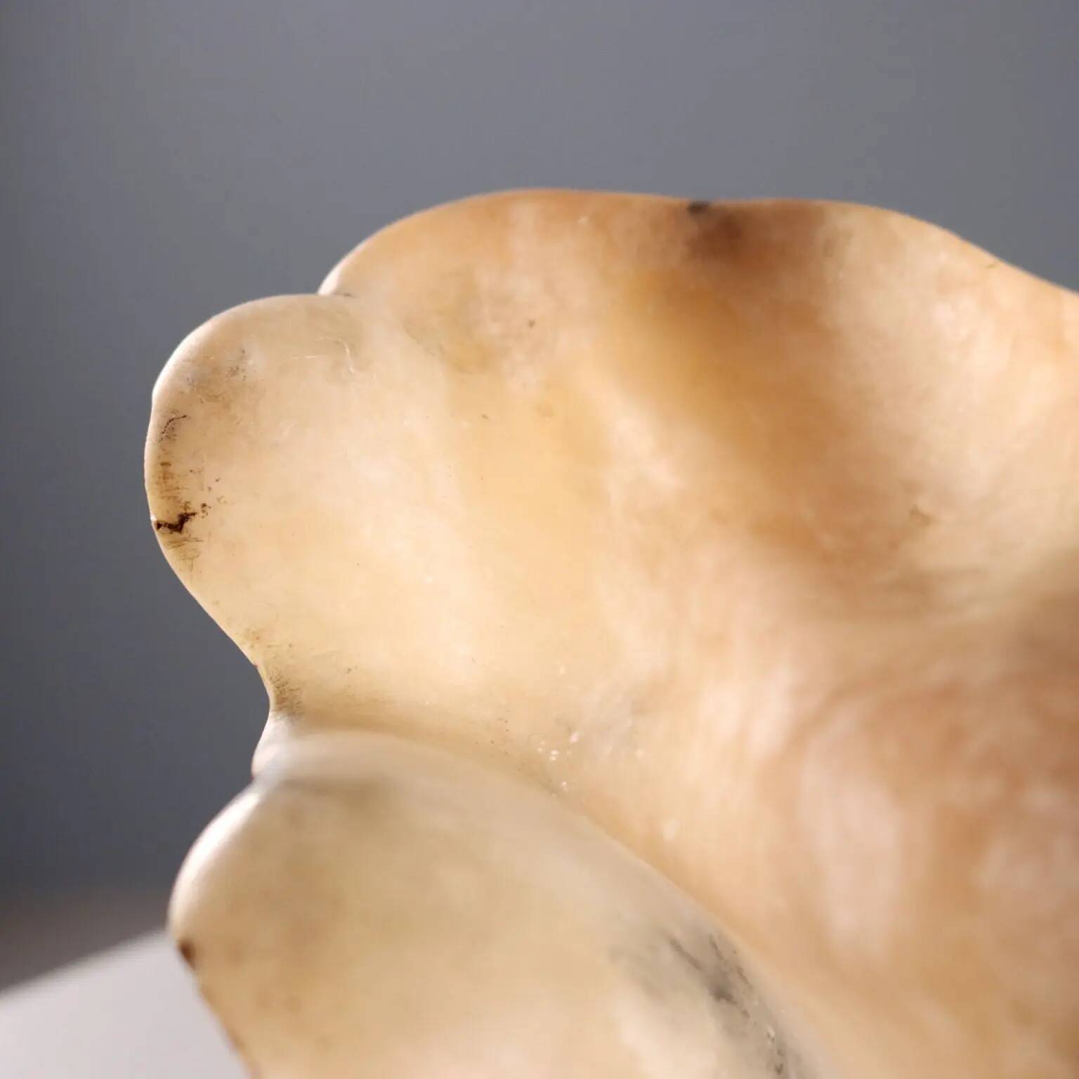 Antique alabaster centrepiece in the shape of a shell, 19th-20th century.