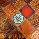 Vintage round coffee table roche-bobois in steel and ceramic 70s