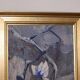 Original Swedish oil on canvas – “Winter Cyclamen” by Majken Bergvin (1922–2012) – 1965 – vintage & framed – 62 × 43 cm