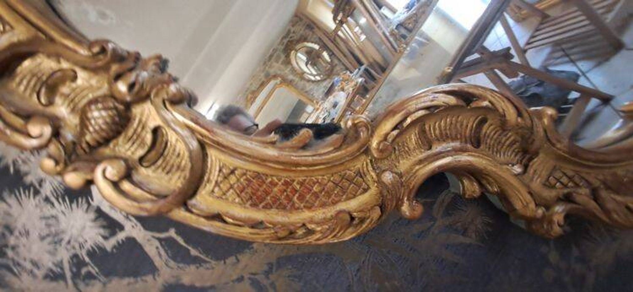 XX carved wood mirror 95 x 67
