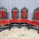 Set of 4 antique Renaissance-style oak chairs.