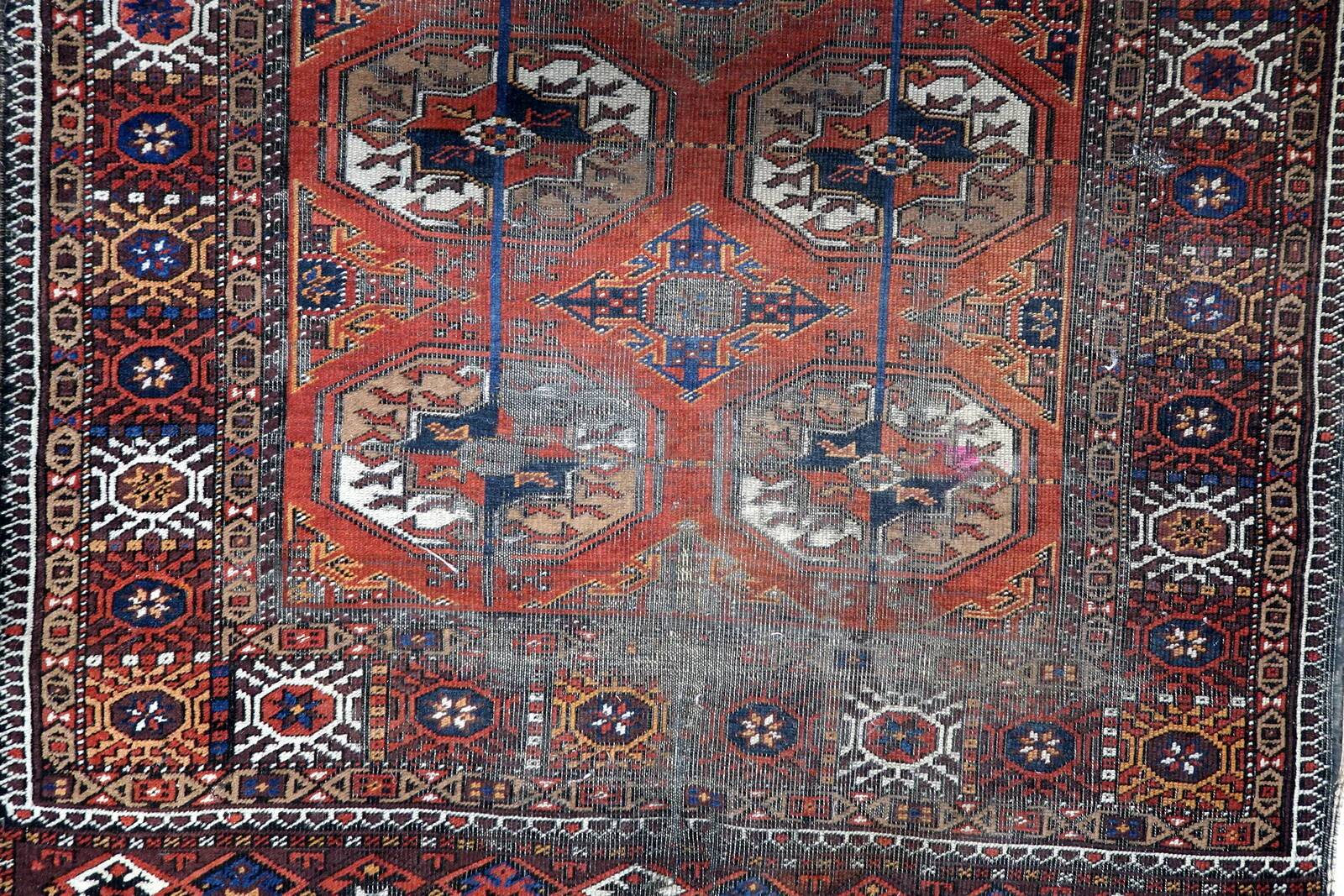 Handmade vintage Afghan Baluch rug 93cm x 164cm 1920s
