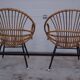 Paire de fauteuils corbeille en rotin