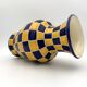 Vintage ceramic vase, blue and yellow checkerboards - 1950s-1960s