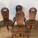 4 chaises tripode de ferme brutalistes