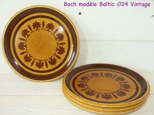 Lot 4 flat plates Boch la Louvière vintage 60
